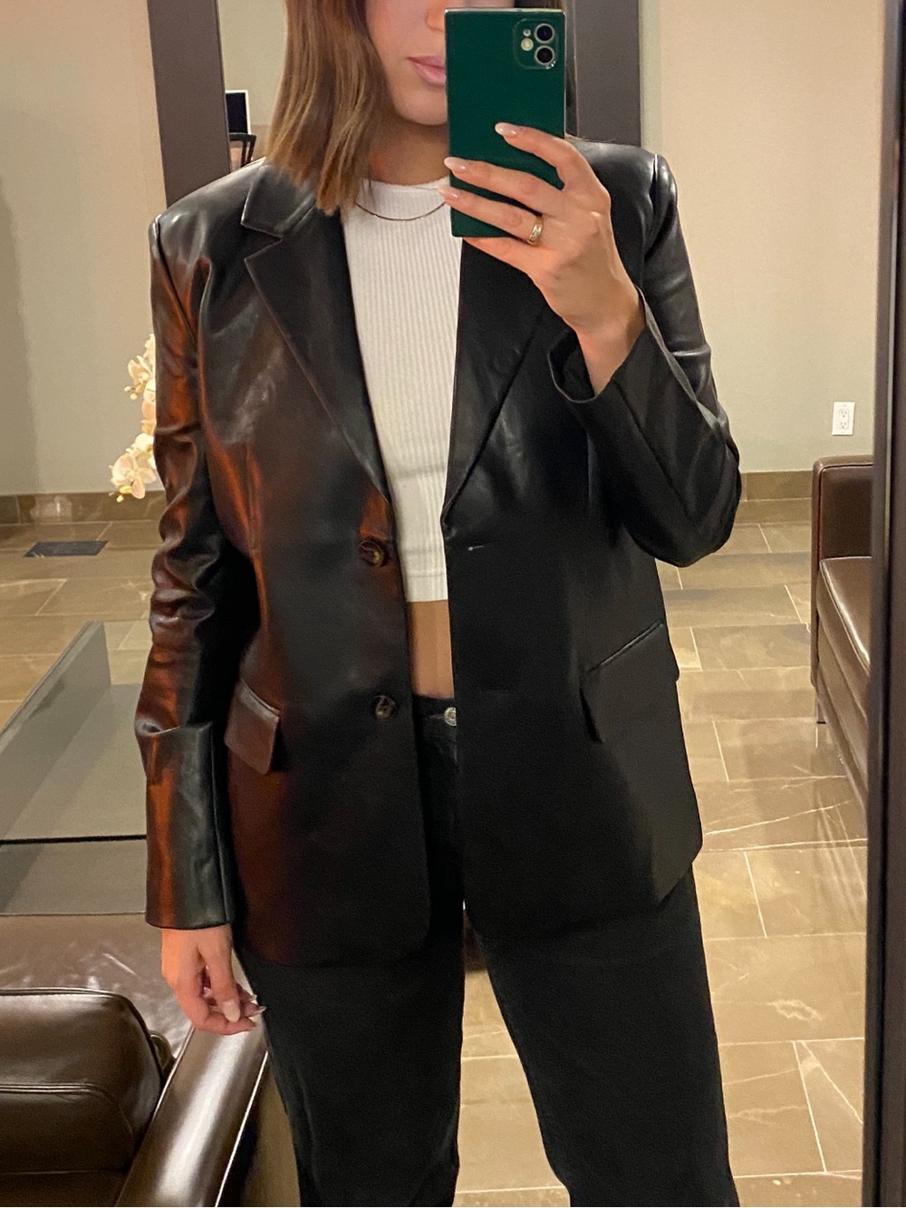 Vegan Leather Blazer